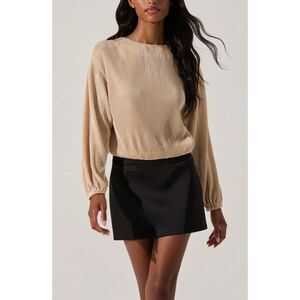 ASTR‎ THE LABEL Emlyn Plisse Tie Back Blouse Gold Medium